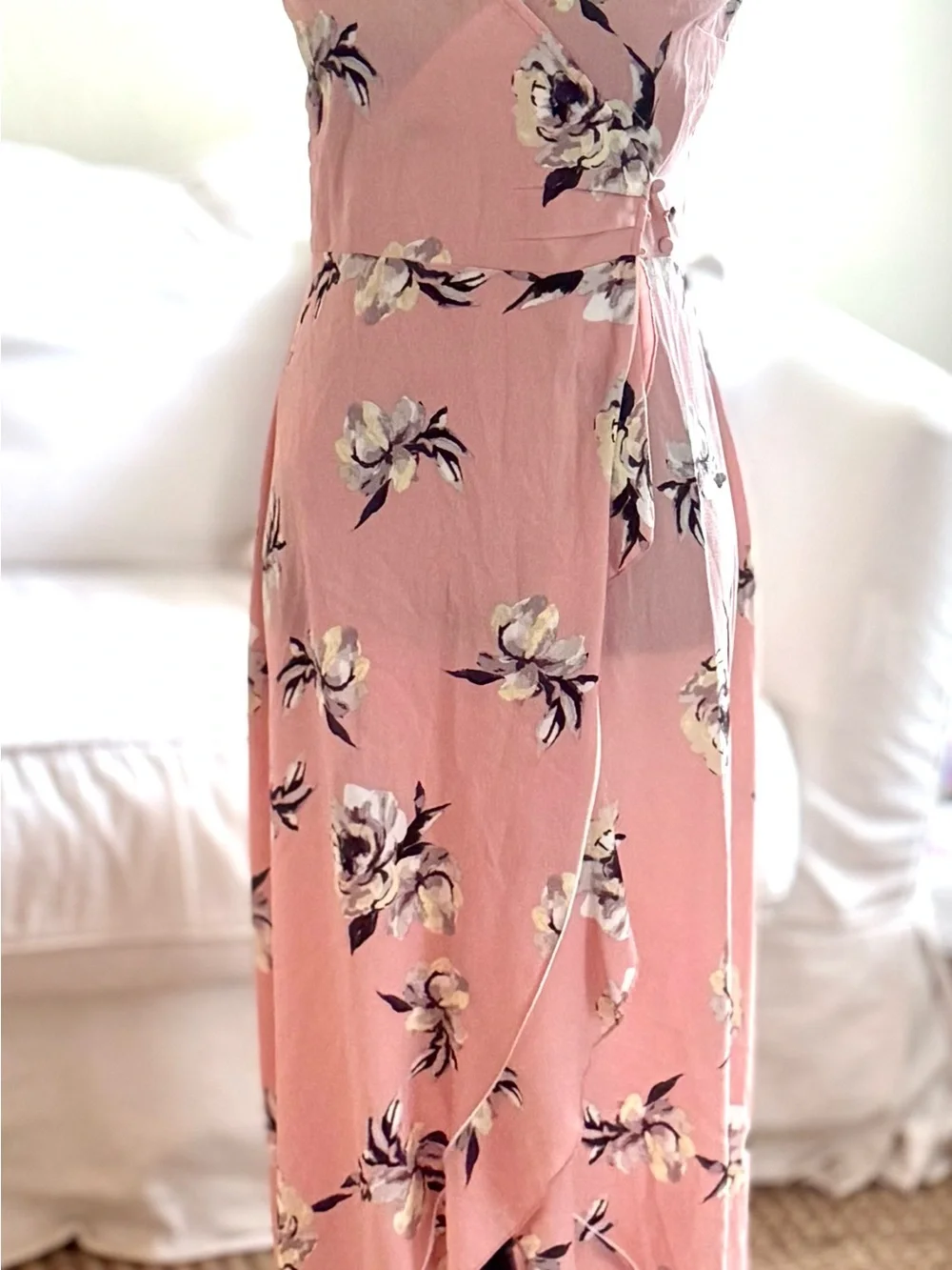 NWT Jennifer Lopez maxi Summery Romantic Floral Rose wrap dress originally $60 - Picture 4 of 7